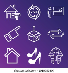 People filled and outline vector icon set on gradient background