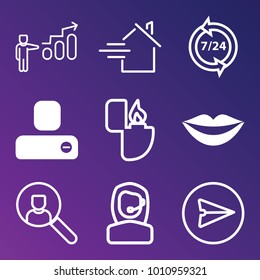 People filled and outline vector icon set on gradient background