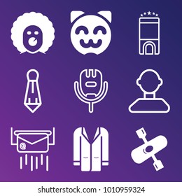 People filled and outline vector icon set on gradient background