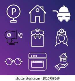 People filled and outline vector icon set on gradient background