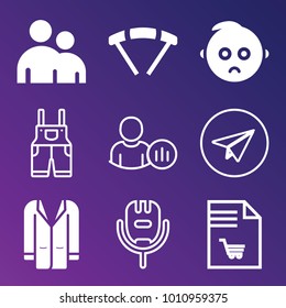 People filled and outline vector icon set on gradient background