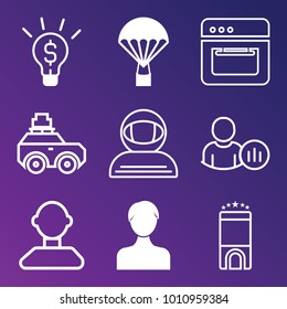 People filled and outline vector icon set on gradient background