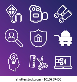 People filled and outline vector icon set on gradient background