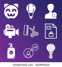 People filled and outline vector icon set on gradient background