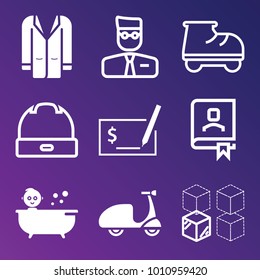People filled and outline vector icon set on gradient background
