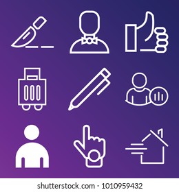 People filled and outline vector icon set on gradient background