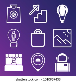 People filled and outline vector icon set on gradient background