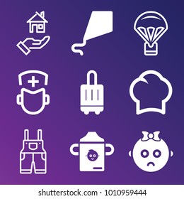 People filled and outline vector icon set on gradient background