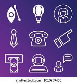 People filled and outline vector icon set on gradient background