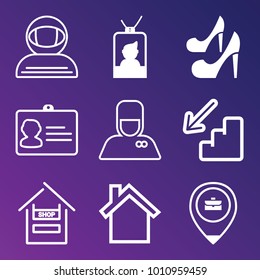 People filled and outline vector icon set on gradient background