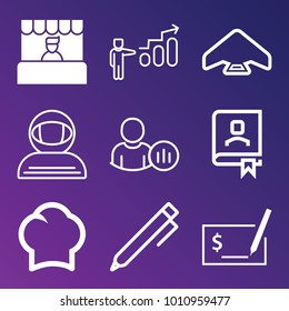 People filled and outline vector icon set on gradient background