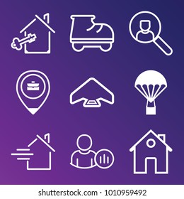 People filled and outline vector icon set on gradient background