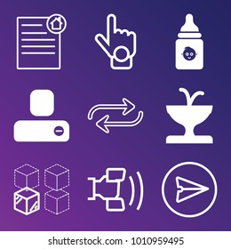 People filled and outline vector icon set on gradient background
