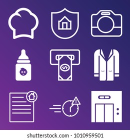 People filled and outline vector icon set on gradient background