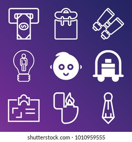 People filled and outline vector icon set on gradient background
