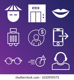People filled and outline vector icon set on gradient background