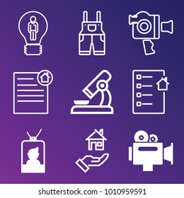 People filled and outline vector icon set on gradient background