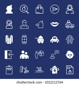 People filled and outline vector icon set on navy background