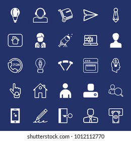 People filled and outline vector icon set on navy background