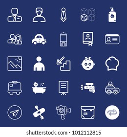 People filled and outline vector icon set on navy background