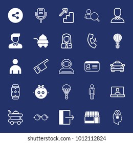 People filled and outline vector icon set on navy background