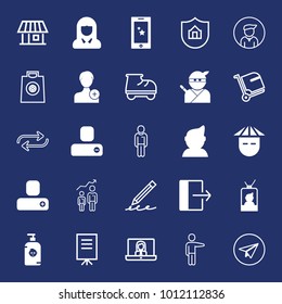 People filled and outline vector icon set on navy background