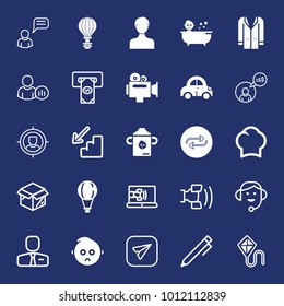 People filled and outline vector icon set on navy background