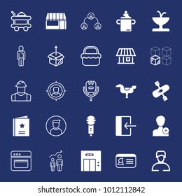 People filled and outline vector icon set on navy background
