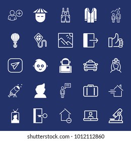 People filled and outline vector icon set on navy background