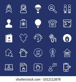 People filled and outline vector icon set on navy background