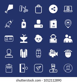 People filled and outline vector icon set on navy background