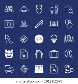 People filled and outline vector icon set on navy background