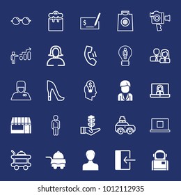 People filled and outline vector icon set on navy background