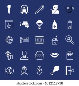 People filled and outline vector icon set on navy background
