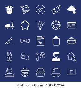 People filled and outline vector icon set on navy background