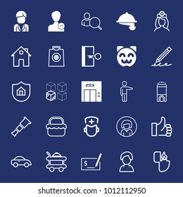 People filled and outline vector icon set on navy background