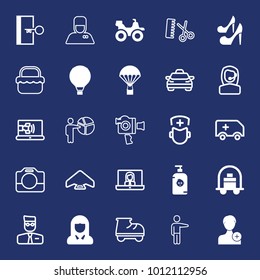 People filled and outline vector icon set on navy background