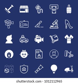 People filled and outline vector icon set on navy background