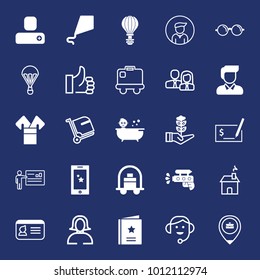 People filled and outline vector icon set on navy background
