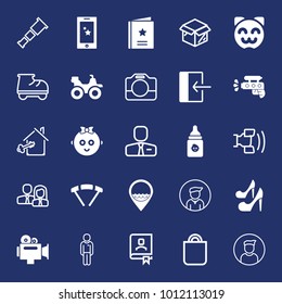 People filled and outline vector icon set on navy background