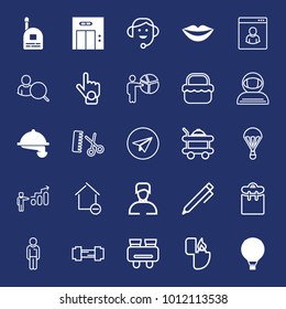 People filled and outline vector icon set on navy background