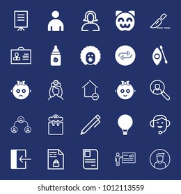 People filled and outline vector icon set on navy background