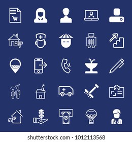 People filled and outline vector icon set on navy background
