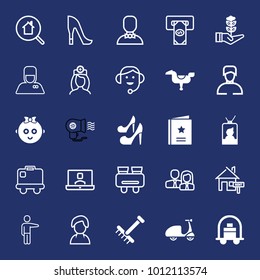 People filled and outline vector icon set on navy background
