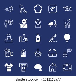 People filled and outline vector icon set on navy background