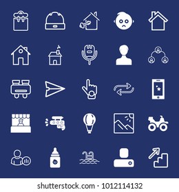 People filled and outline vector icon set on navy background