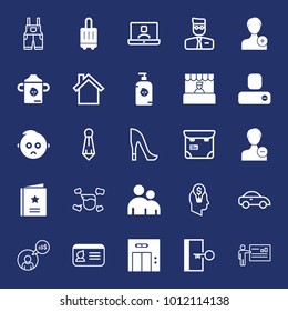 People filled and outline vector icon set on navy background