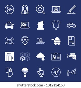 People filled and outline vector icon set on navy background