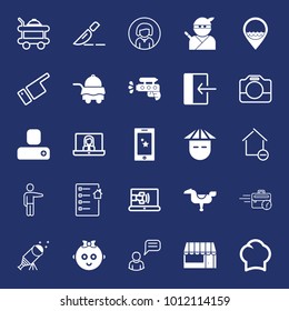 People filled and outline vector icon set on navy background