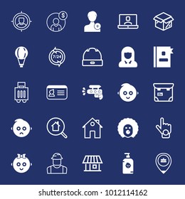 People filled and outline vector icon set on navy background